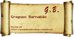 Greguss Barnabás névjegykártya