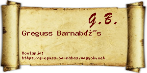 Greguss Barnabás névjegykártya